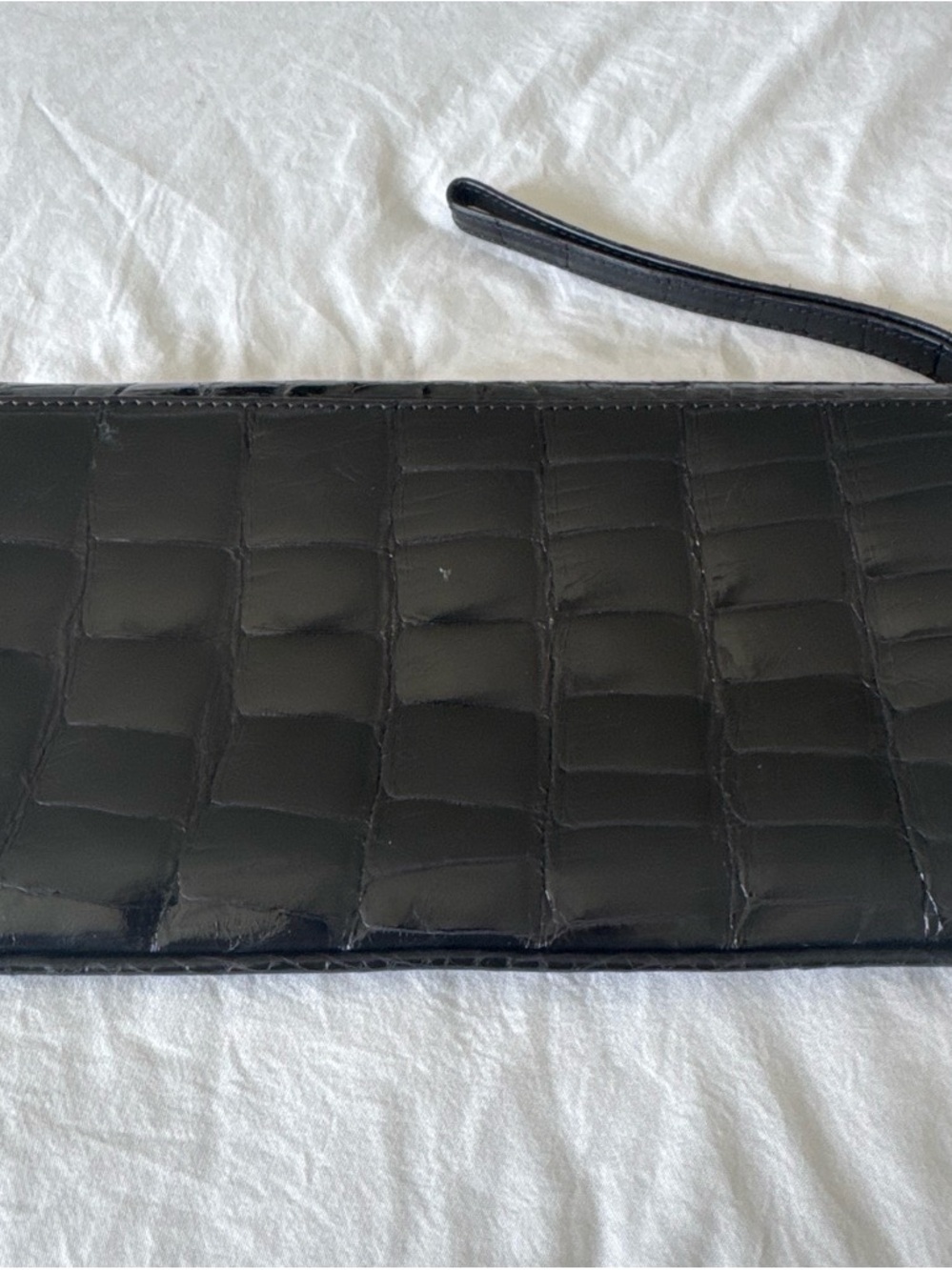 J.Elizabeth Black Alligator-Embossed Leather Wristlet